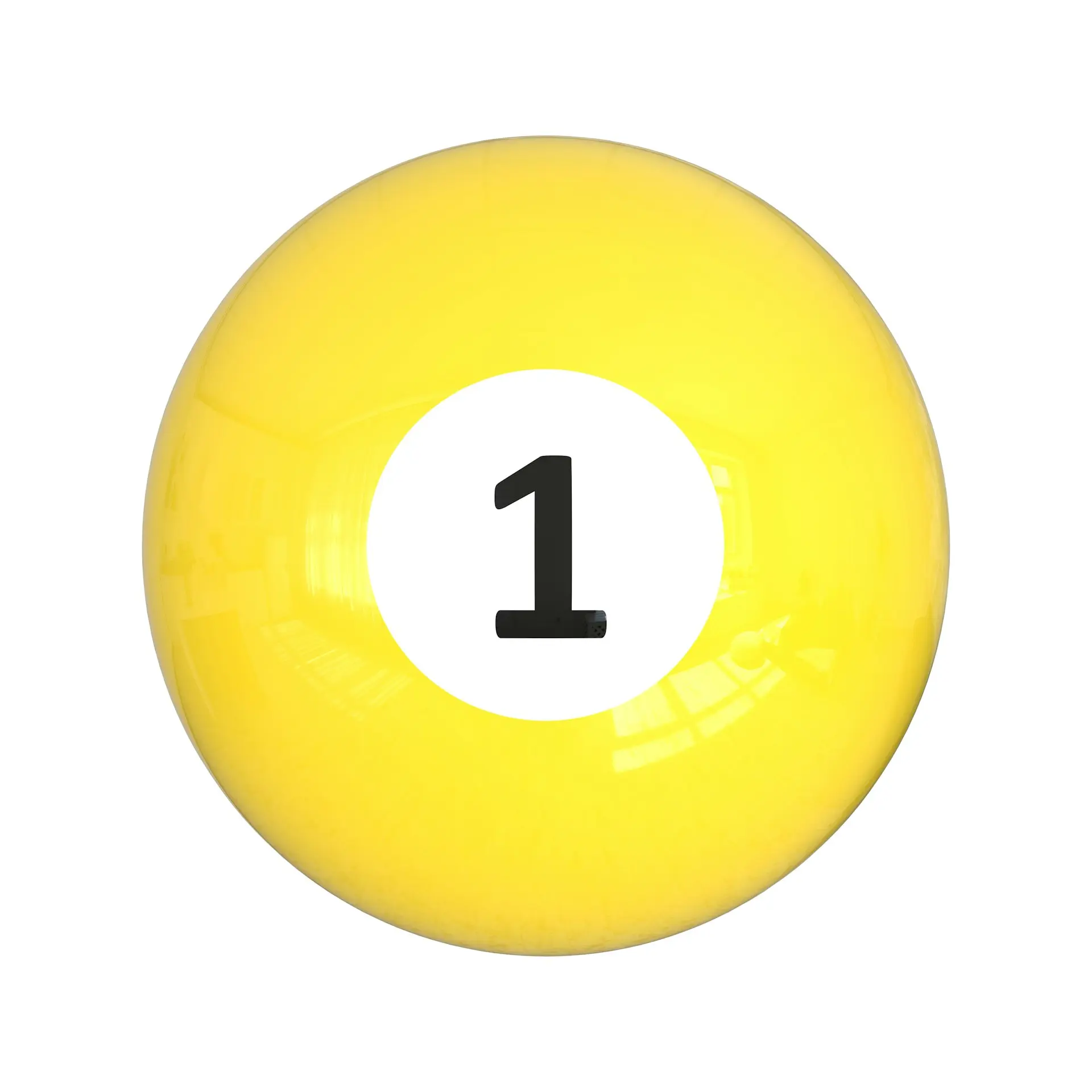 A yellow pool ball with the number one on it