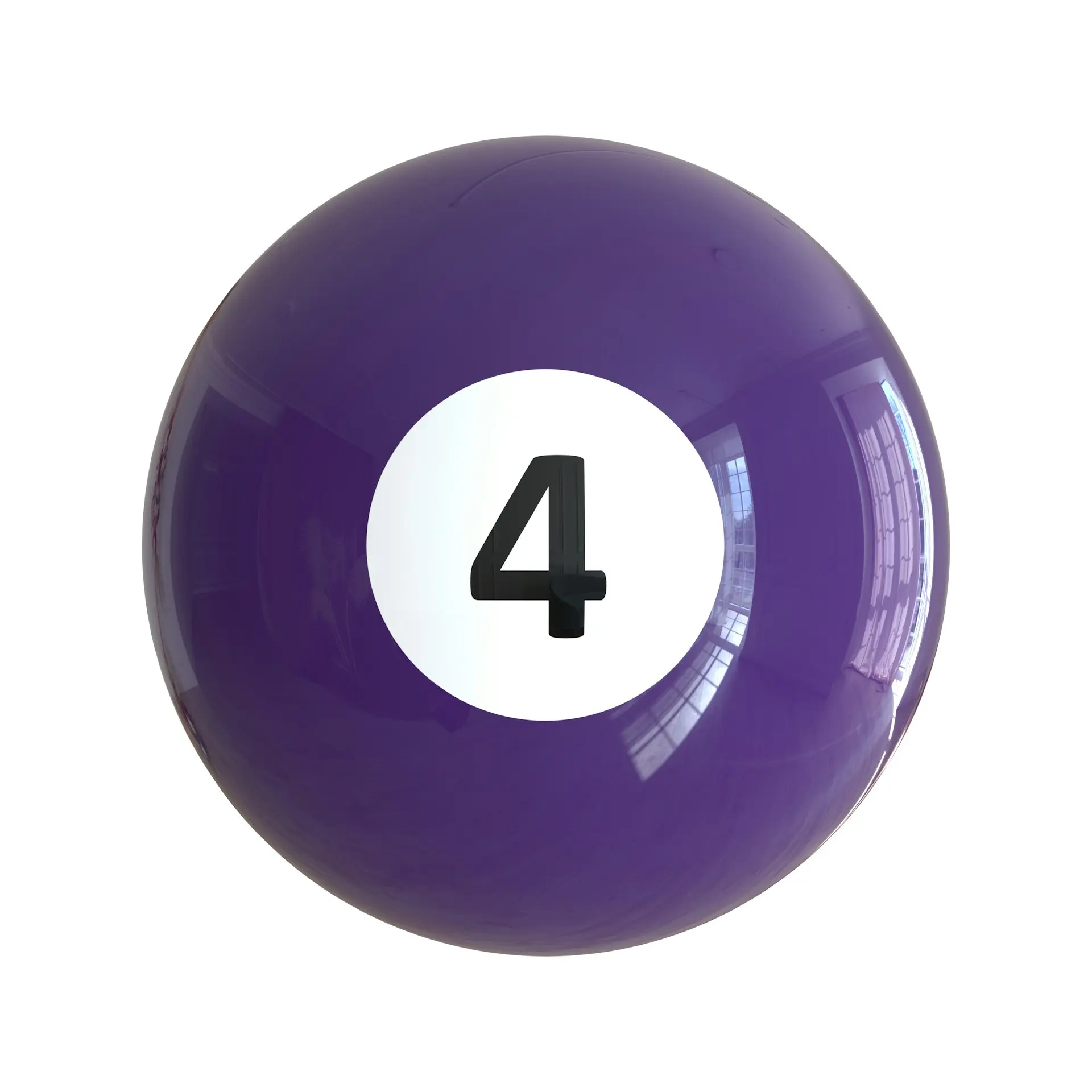 A purple pool ball with the number four on it