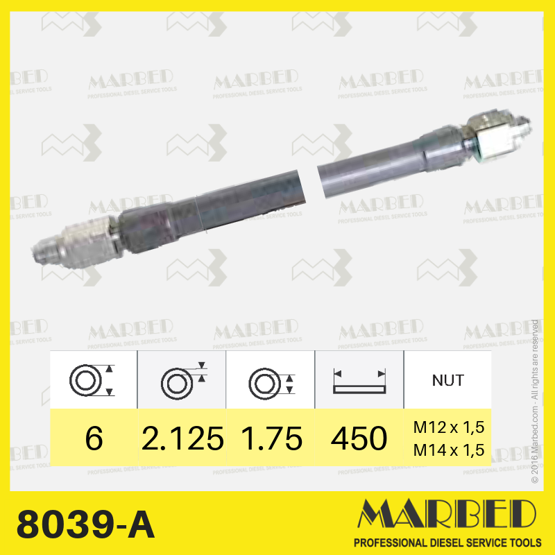 Tubi in acciaio (6x1,75x450) dadi M12x1,5/M14x1,5 Lucas AMP 133 norme ISO