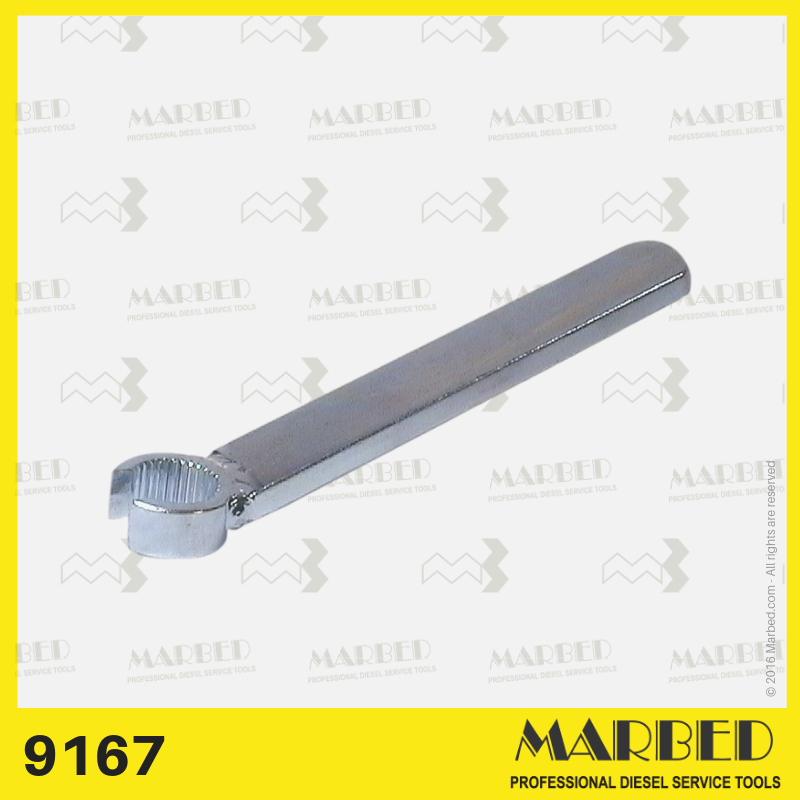 Open toothed wrench for pressure unions, for delivery adjustment