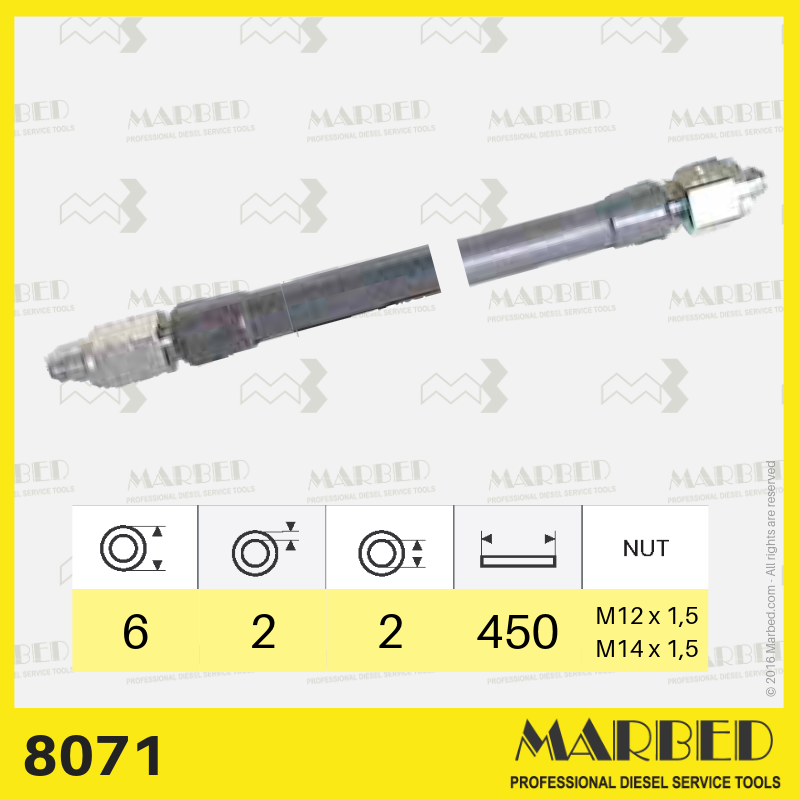 Rubber covered high pressure test pipes for test bench (unbent)
