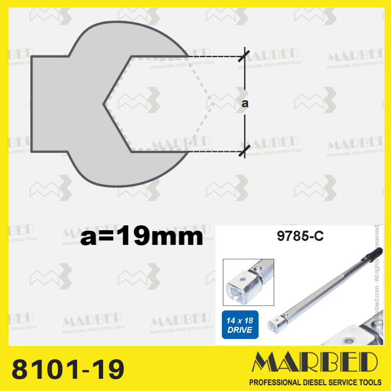 Inserto esagono 19 mm per chiave dinamometrica 9785-C