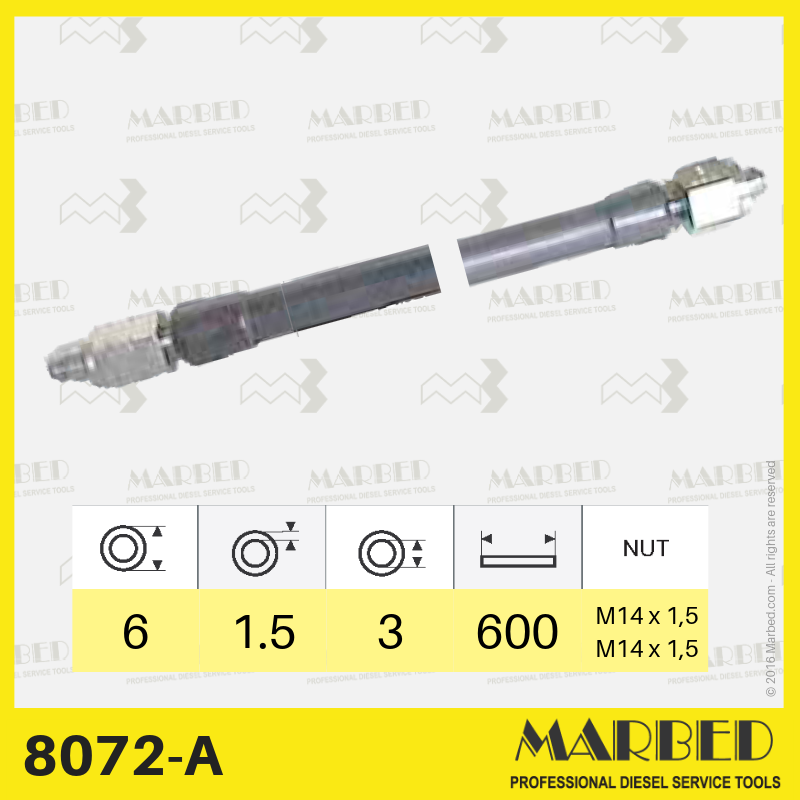 High pressure test pipes for test bench (unbent) - covered by rubber