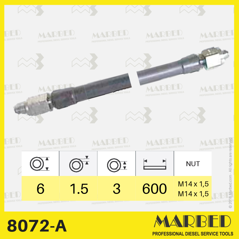 Tubo in acciaio ISO 4093-3 (ØE 6 ≠1,5 l=600 mm) dadi M14x1,5/14x1,5 (1680750015)