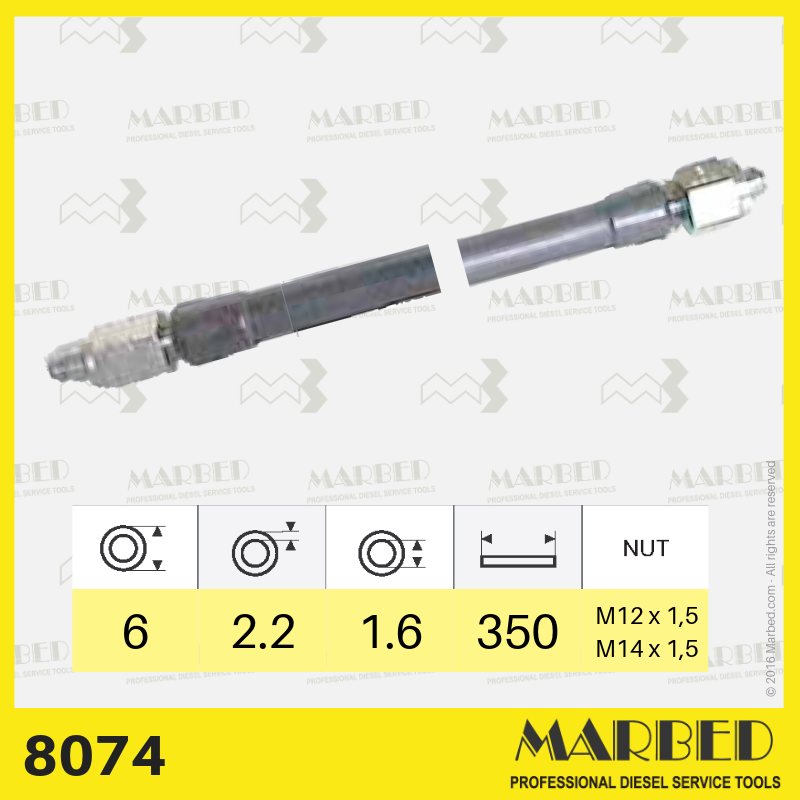 High pressure test pipes for test bench (unbent), covered by rubber
