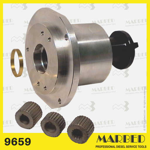 [MARBED 9659] Demi-accouplement coussiné à engrenages, pour bancs d'essais de pompes à injection diesel.
