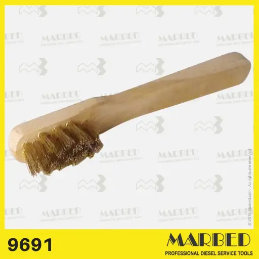 [9691] Spazzolino piano in legno con manico, filamenti in ottone