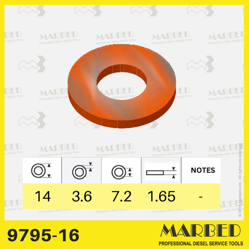 [MARBED 9795-16] RONDELLE RAME ØE 14, ØI 7,2, ≠ 1,65 (30x)